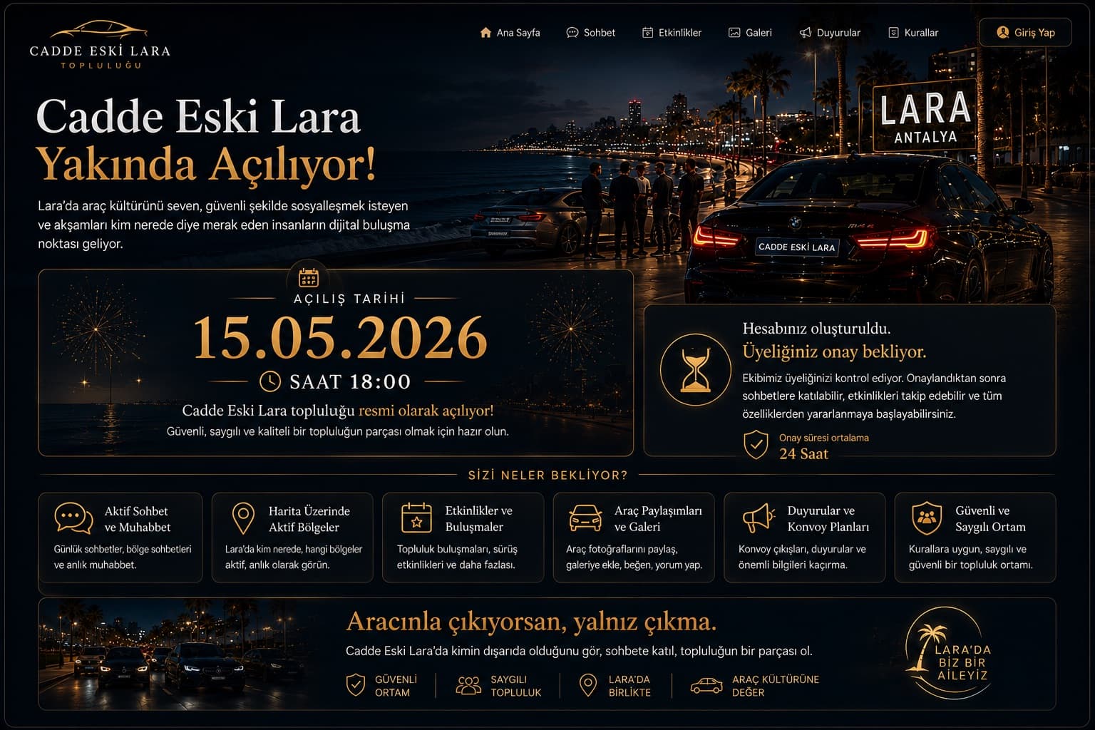 Cadde Eski Lara gece atmosferi